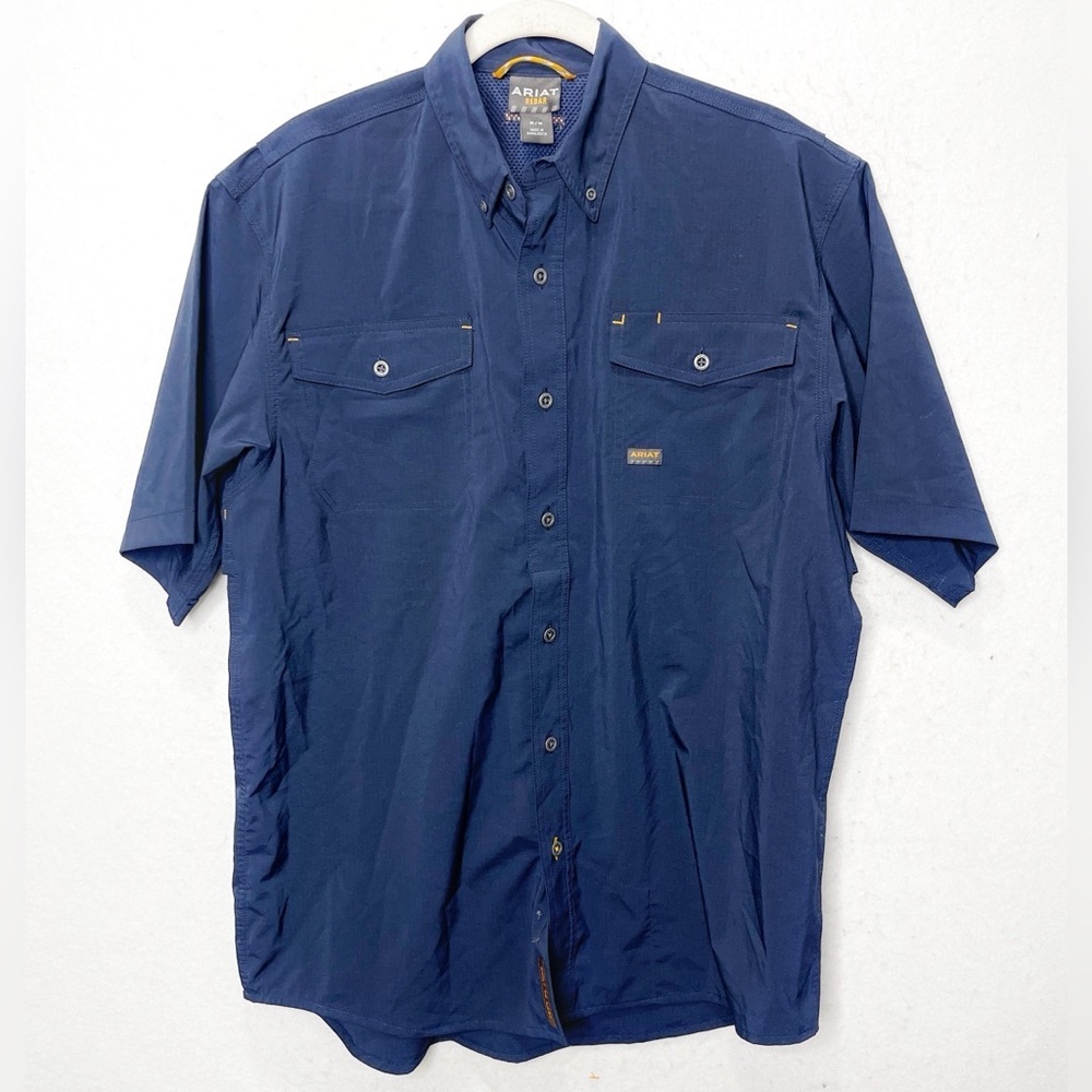 Ariat Rebar VentTek Durastretch Short Sleeve Button Down Work Shirt Size Medium